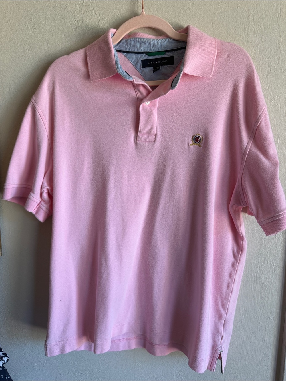 Tommy Hilfiger Light Pink Polo with Navy Label